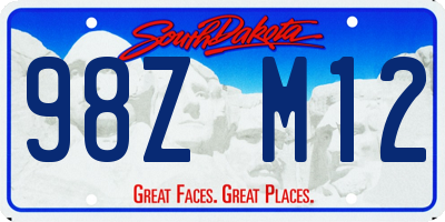 SD license plate 98ZM12