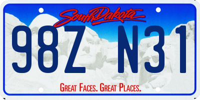 SD license plate 98ZN31
