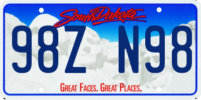 SD license plate 98ZN98