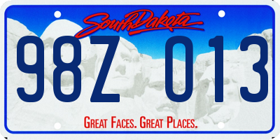 SD license plate 98ZO13