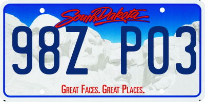 SD license plate 98ZP03