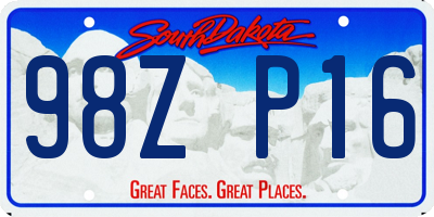 SD license plate 98ZP16