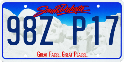SD license plate 98ZP17