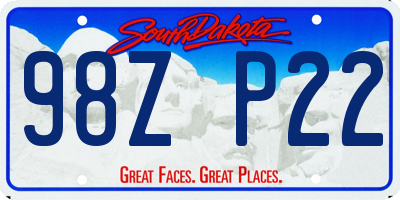 SD license plate 98ZP22