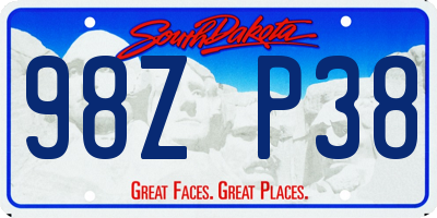 SD license plate 98ZP38
