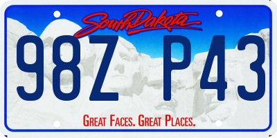 SD license plate 98ZP43