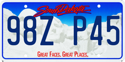 SD license plate 98ZP45