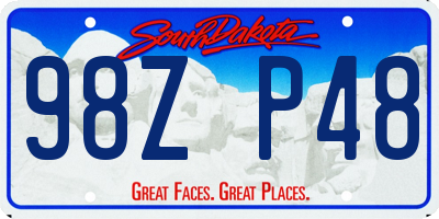 SD license plate 98ZP48