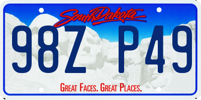 SD license plate 98ZP49