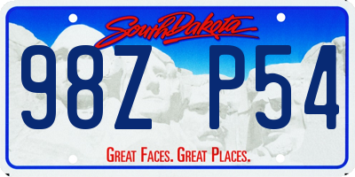 SD license plate 98ZP54