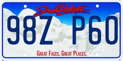 SD license plate 98ZP60