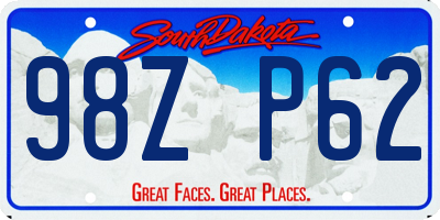 SD license plate 98ZP62