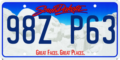 SD license plate 98ZP63