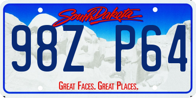 SD license plate 98ZP64