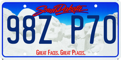 SD license plate 98ZP70