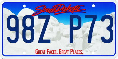 SD license plate 98ZP73