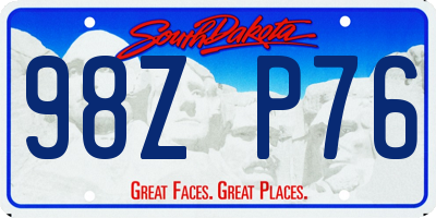 SD license plate 98ZP76