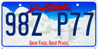 SD license plate 98ZP77
