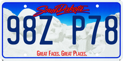 SD license plate 98ZP78