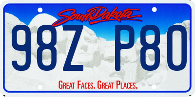 SD license plate 98ZP80
