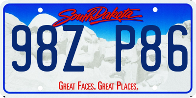 SD license plate 98ZP86