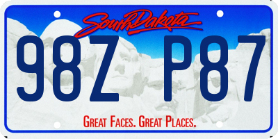 SD license plate 98ZP87