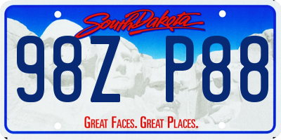 SD license plate 98ZP88