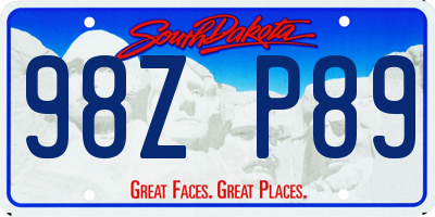 SD license plate 98ZP89