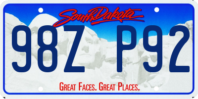 SD license plate 98ZP92