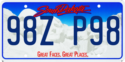 SD license plate 98ZP98