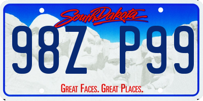 SD license plate 98ZP99