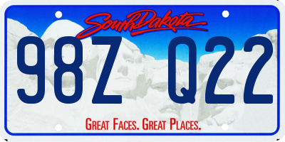 SD license plate 98ZQ22