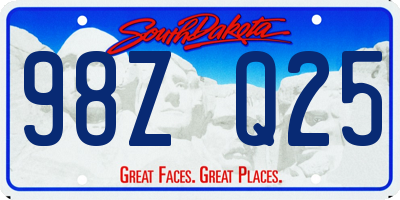SD license plate 98ZQ25