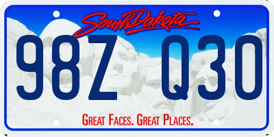 SD license plate 98ZQ30
