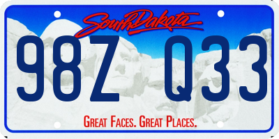 SD license plate 98ZQ33