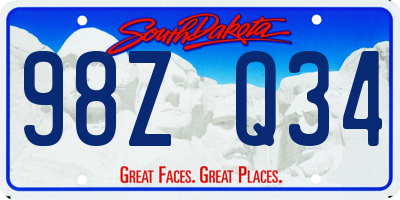 SD license plate 98ZQ34