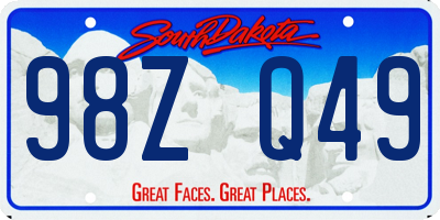 SD license plate 98ZQ49