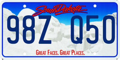 SD license plate 98ZQ50