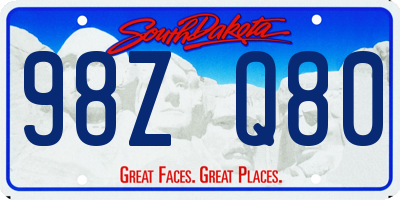 SD license plate 98ZQ80