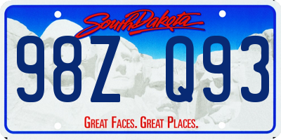 SD license plate 98ZQ93