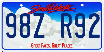 SD license plate 98ZR92