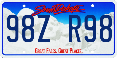 SD license plate 98ZR98