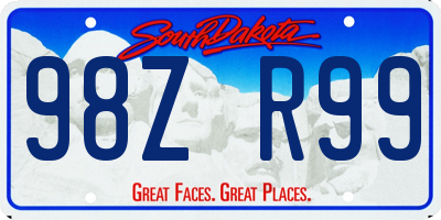 SD license plate 98ZR99