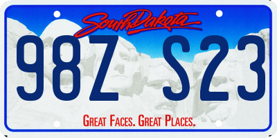 SD license plate 98ZS23