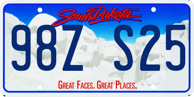 SD license plate 98ZS25