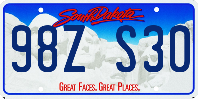 SD license plate 98ZS30