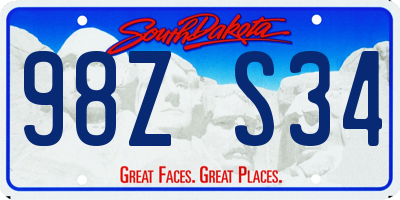 SD license plate 98ZS34