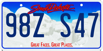 SD license plate 98ZS47