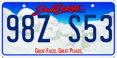 SD license plate 98ZS53