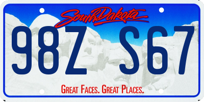 SD license plate 98ZS67